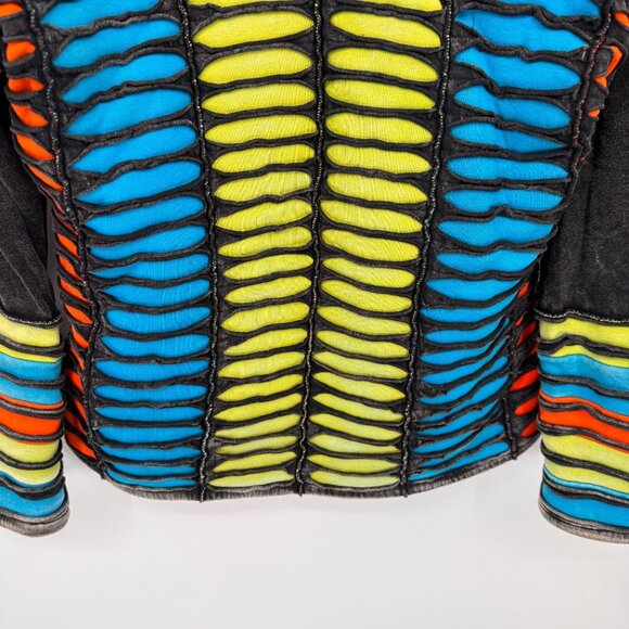 Karmic Chameleon Zipper Sweater Jacket Unisex‎ Medium Black Rasta Fleece Lined - Picture 8 of 9